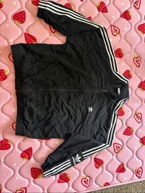 adidas Black Jacket with White Three-Stripes